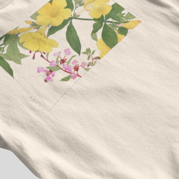 Vintage Clarkia & Allamanda Flower Tee - Picture 3 of 5
